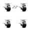 Service Caster 4 Inch Kingpinless Rubber on Steel Wheel Caster Set Brake and Swivel Lock SCC SCC-KP30S420-RSR-SLB-BSL-4 - alternate 1